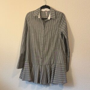 Free People Striped Gray Button-Up Blouse